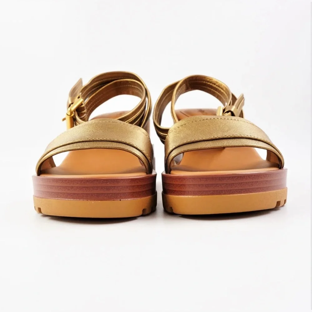 NIB See By Chloe Goat MD Sand Robin Gold Leather Platform Wedge Sandals 6 US - Picture 4 of 16